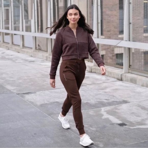 Balance Athletica Floral Zip Up Jacket Crop Bomber Pink Purple Women's XS - Picture 2 of 4